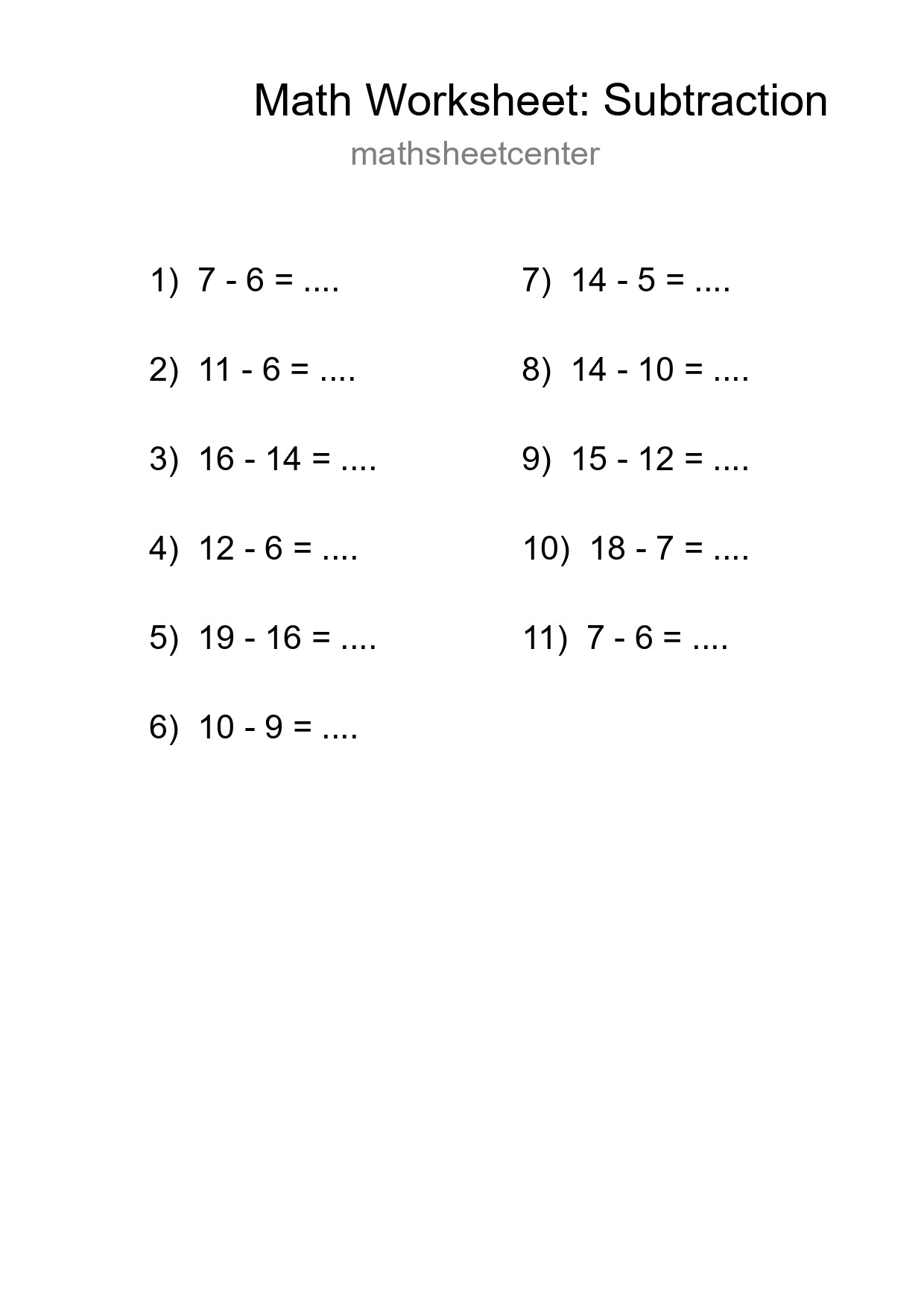 Free 11 Subtraction Math Worksheet For Grade 2 - Part 63