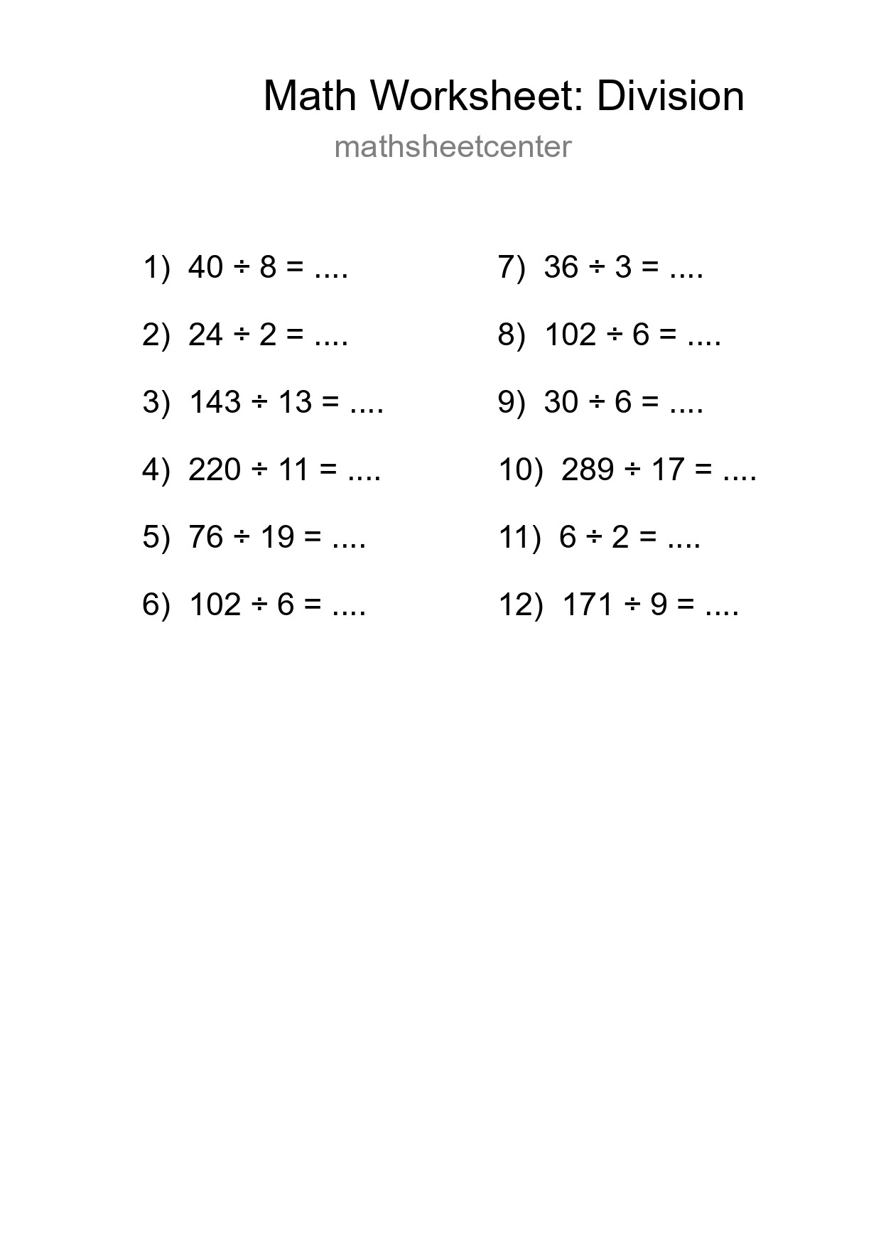 Free 12 Division Math Worksheet For Grade 2 - Part 26