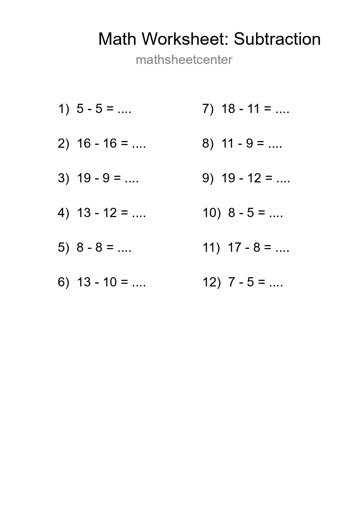 Free 12 Subtraction Math Worksheet For Grade 2 - Part 52