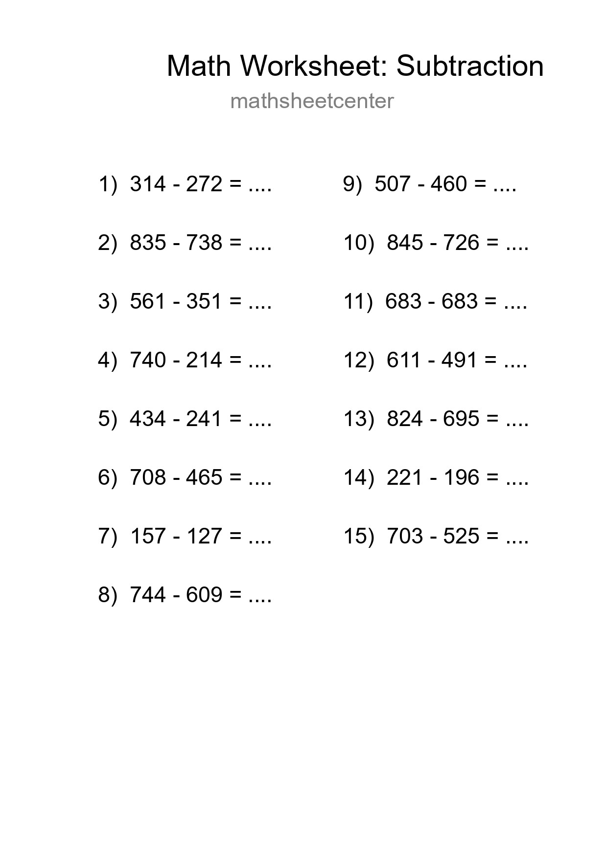 Free 15 Subtraction Math Worksheet For Grade 5 With Answers - Part 74