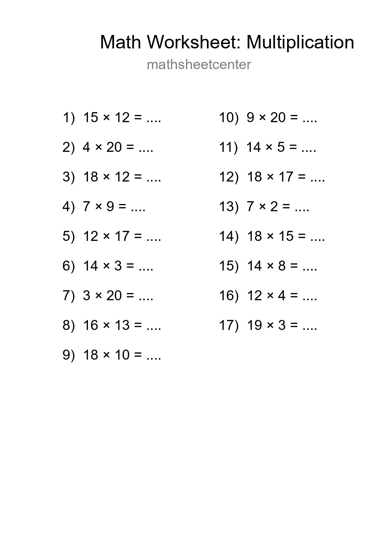 Free 17 Multiplication Math Worksheet For Grade 2 - Part 62