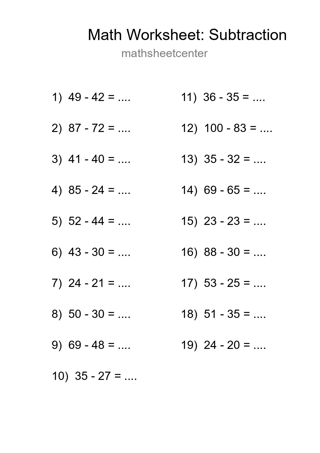 Free 19 Subtraction Math Worksheet For Grade 3 With Answers - Part 217