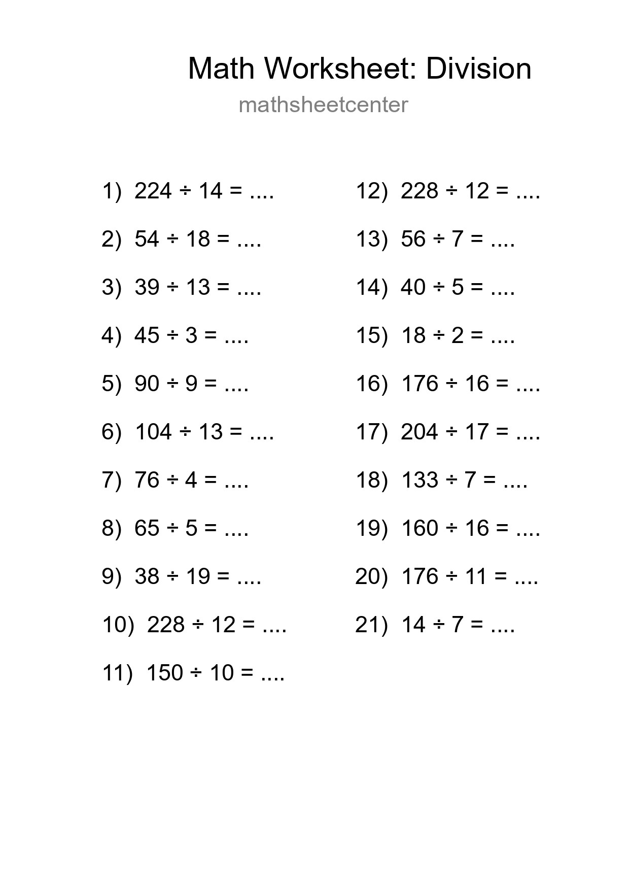 Free 21 Division Math Worksheet For Grade 2 - Part 224