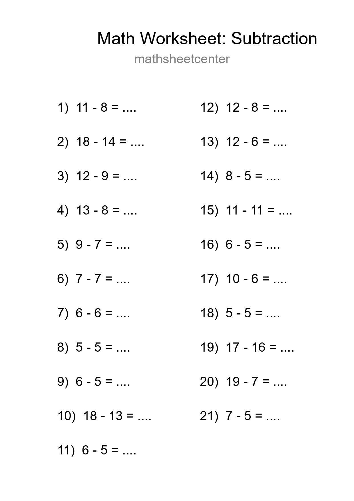 Free 21 Subtraction Math Worksheet For Grade 2 - Part 129
