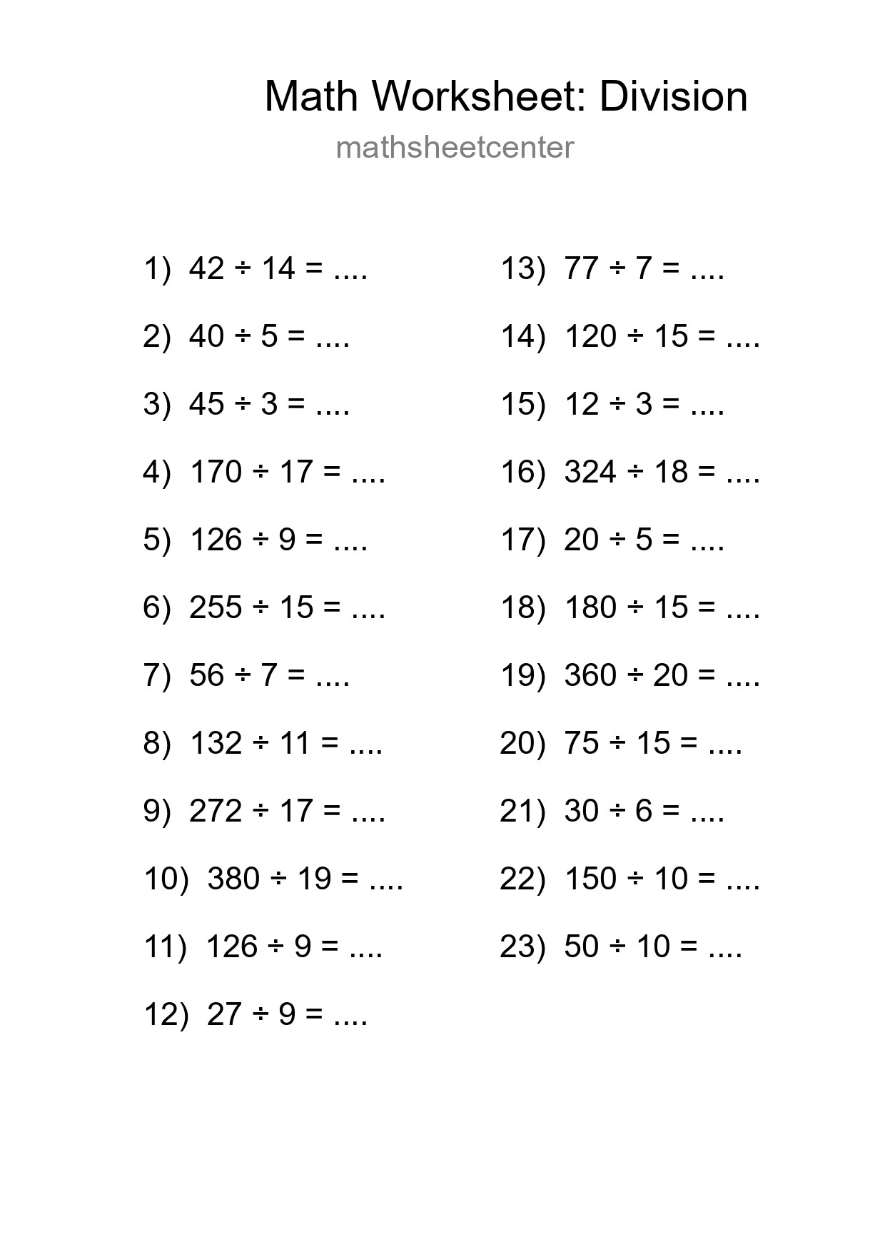 Free 23 Division Math Worksheet For Grade 2 With Answers - Part 59