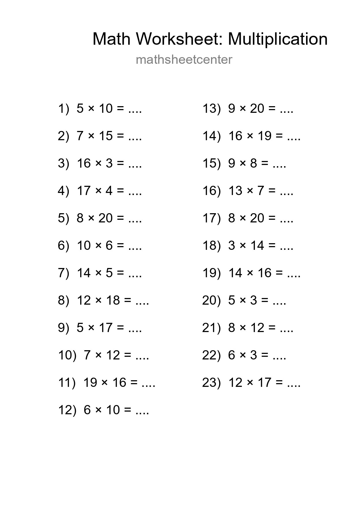Free 23 Multiplication Math Worksheet For Grade 2 - Part 29