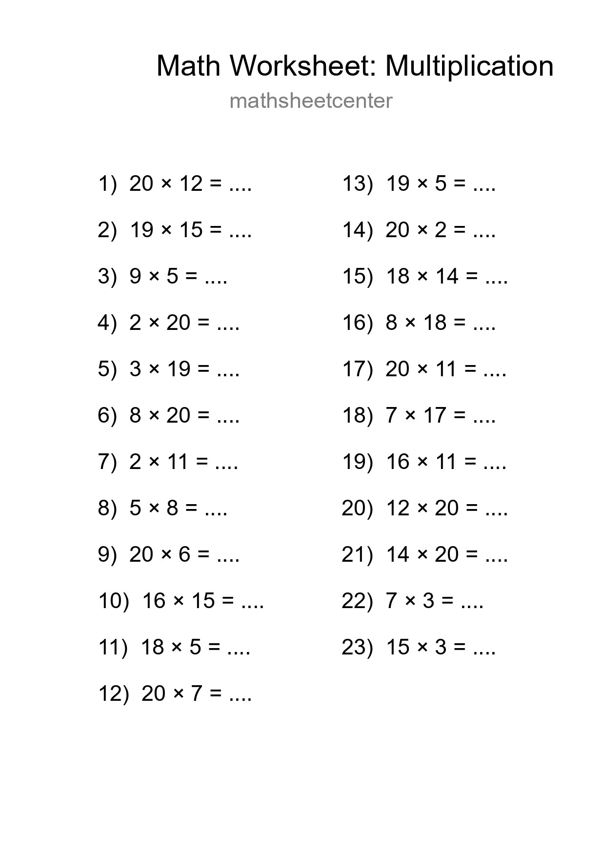 Free 23 Multiplication Math Worksheet For Grade 2 With Answers - Part 18