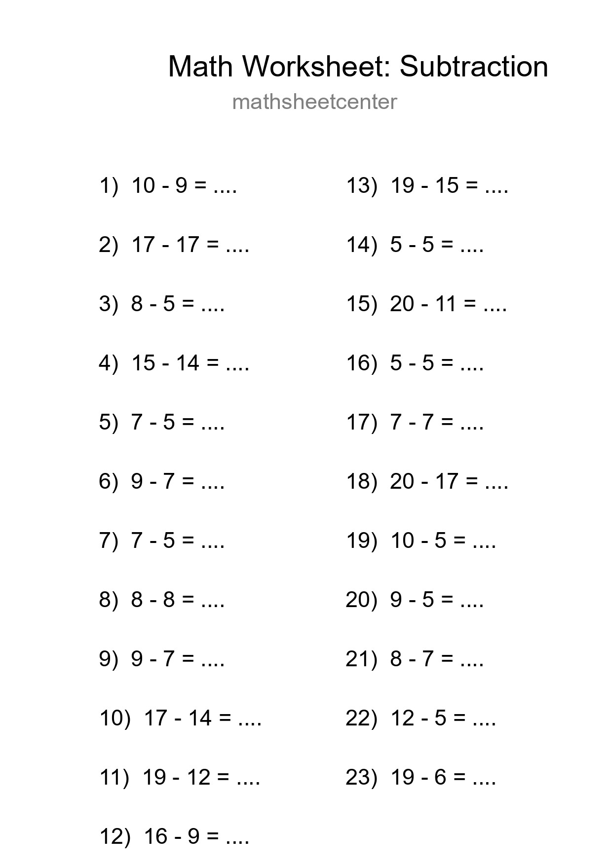 Free 23 Subtraction Math Worksheet For Grade 2 With Answers - Part 261