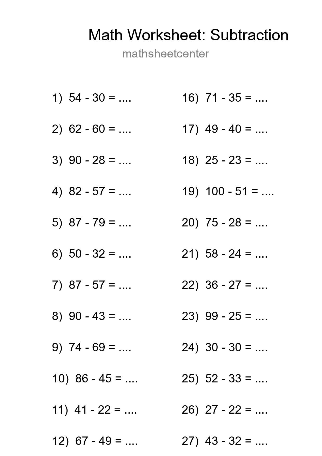 Free 29 Subtraction Math Worksheet For Grade 3 - Part 239