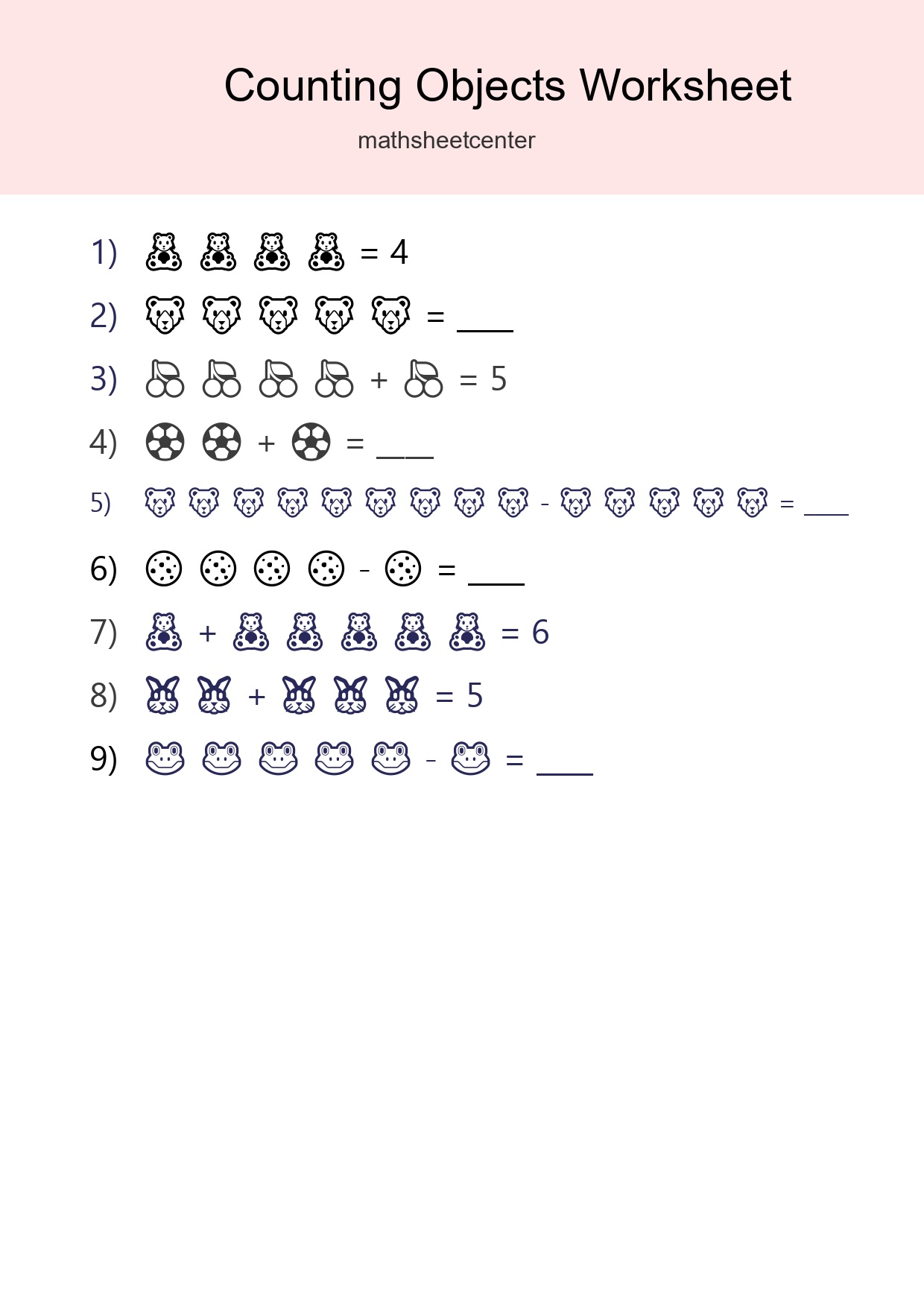 Free Counting Objects Worksheet For Kindergarten - Part 190