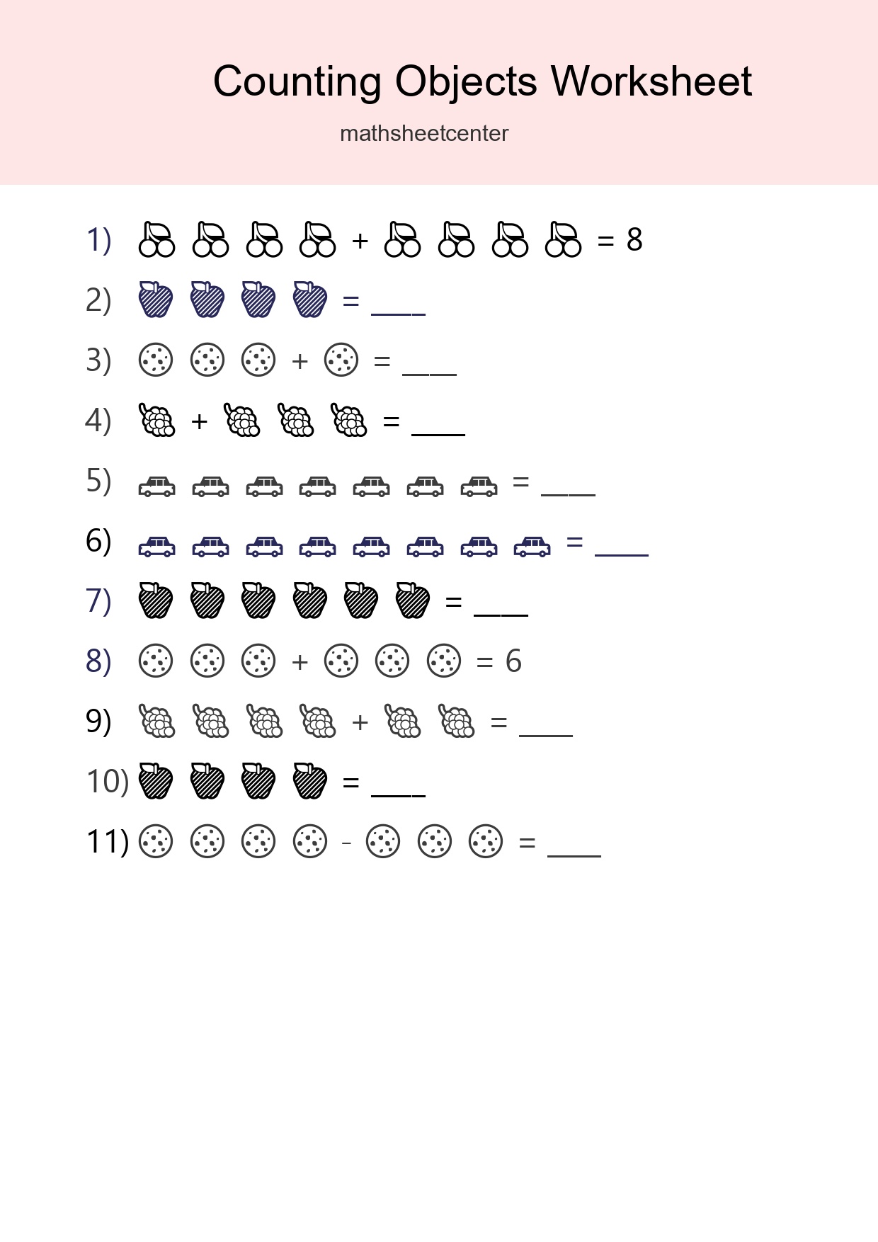 Free Counting Objects Worksheet For Kindergarten - Part 201
