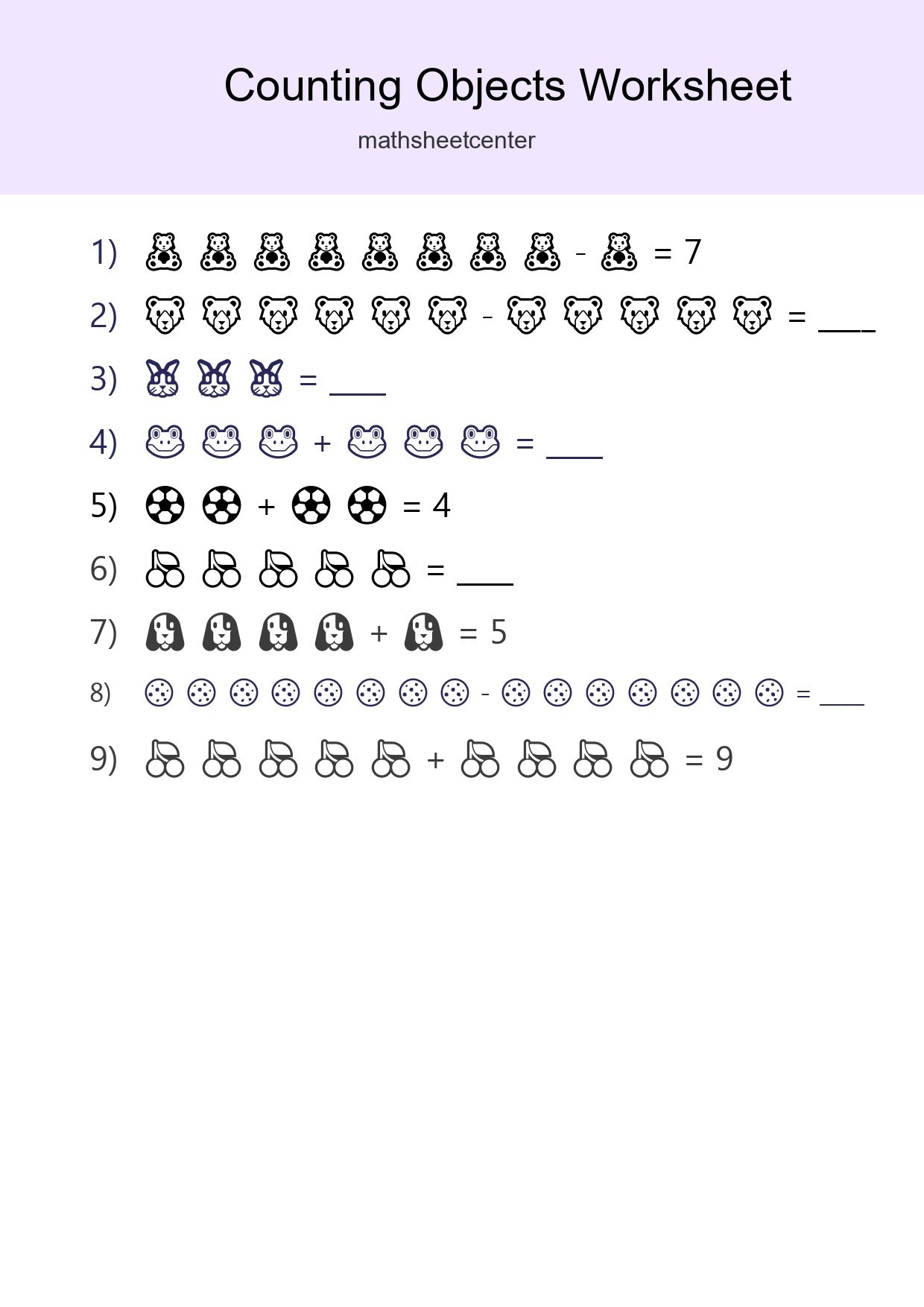 Free Counting Objects Worksheet For Kindergarten - Part 212