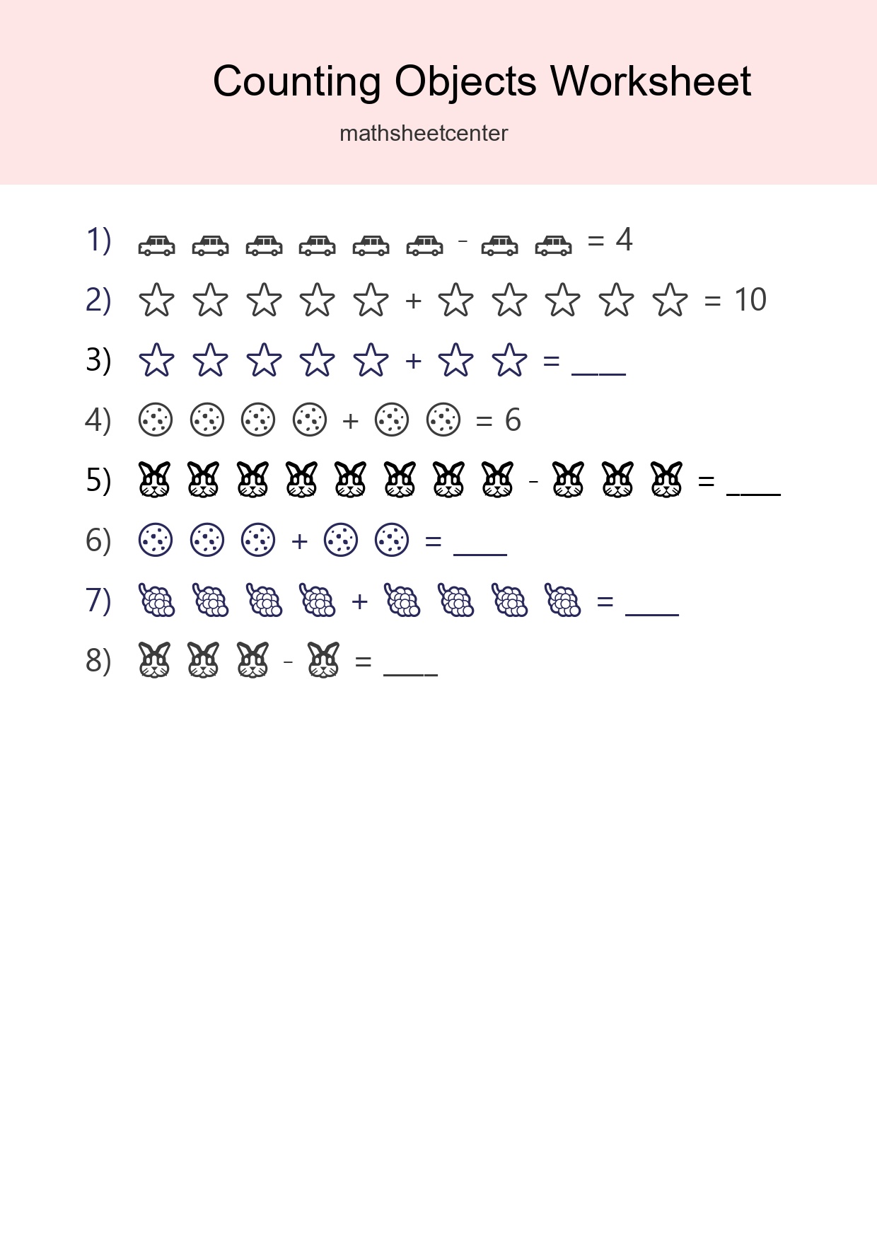 Free Counting Objects Worksheet For Kindergarten - Part 278