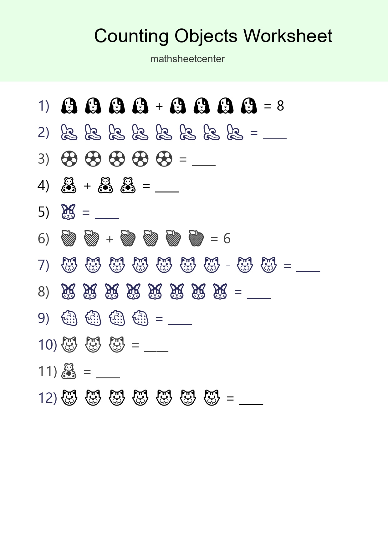 Free Counting Objects Worksheet For Kindergarten - Part 3