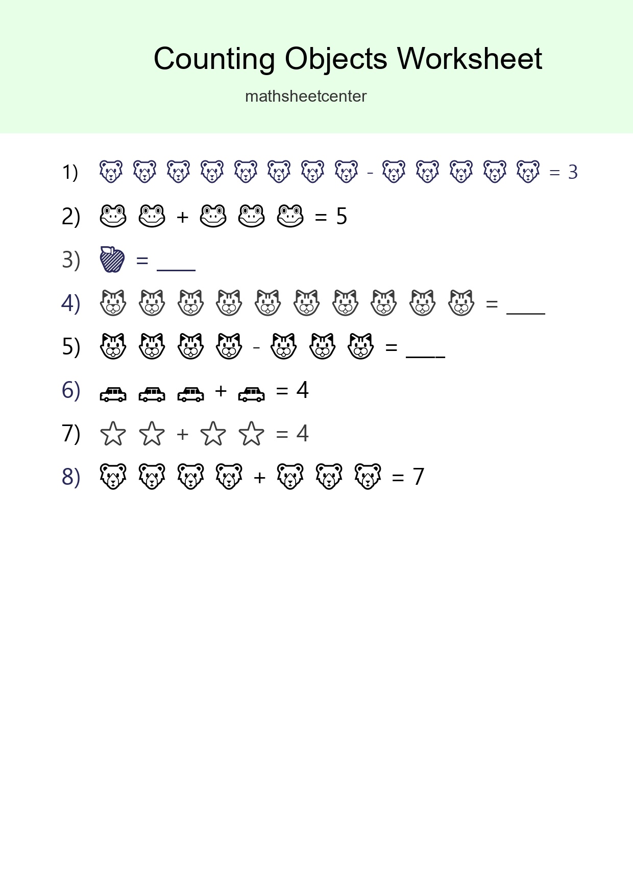 Free Counting Objects Worksheet For Kindergarten Printable - Part 168