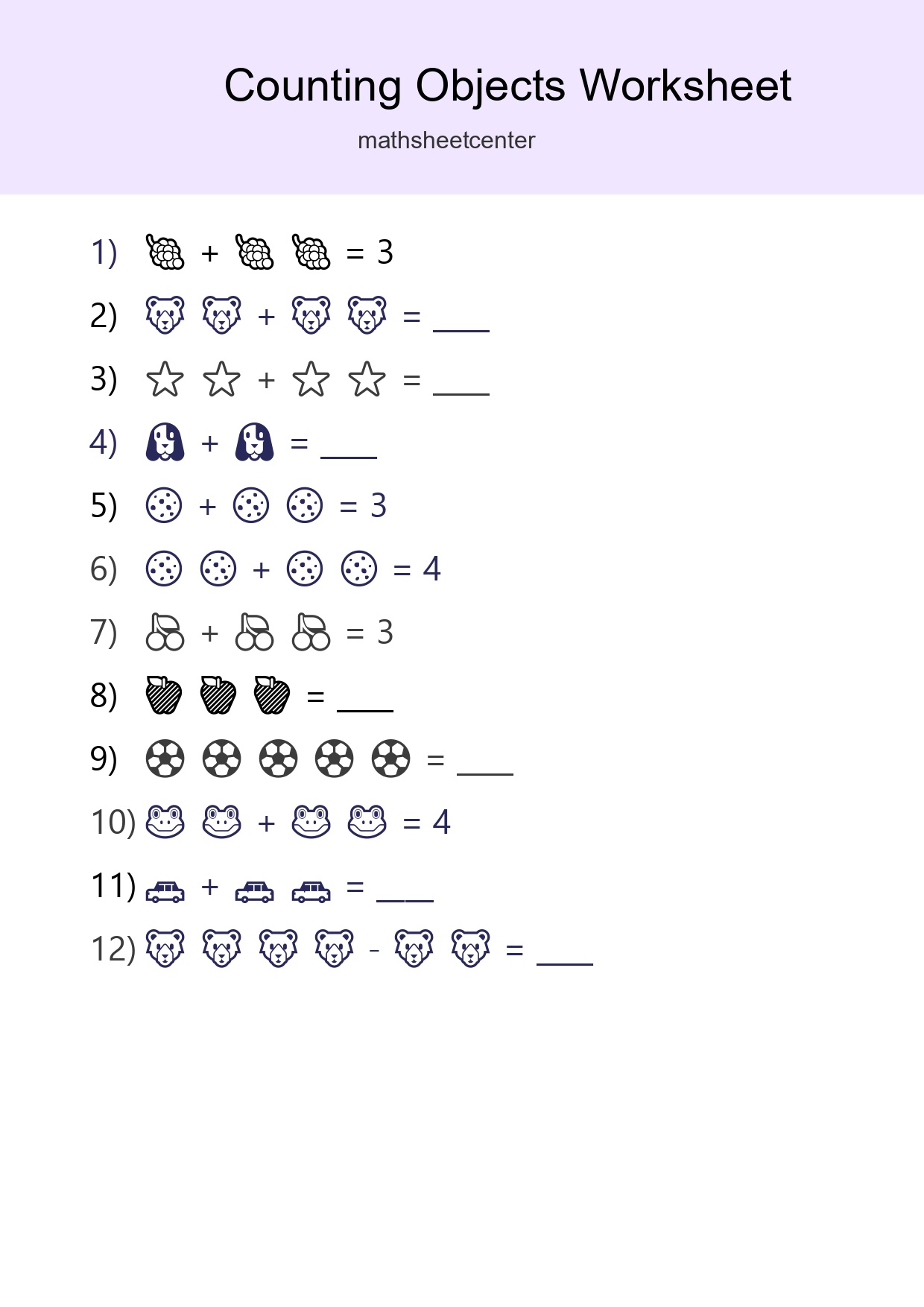 Free Counting Objects Worksheet For Pre-K - Part 58