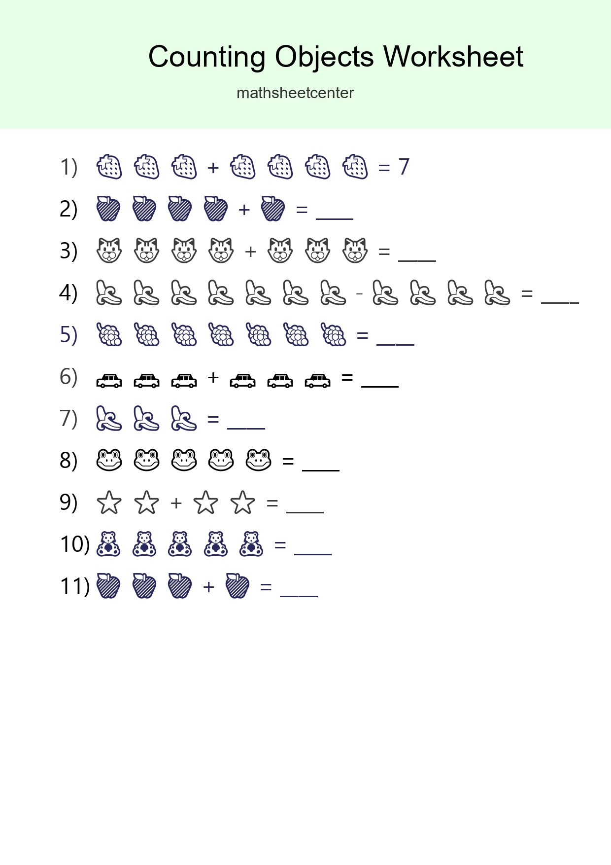 Kindergarten Count The Objects Worksheet - Part 245