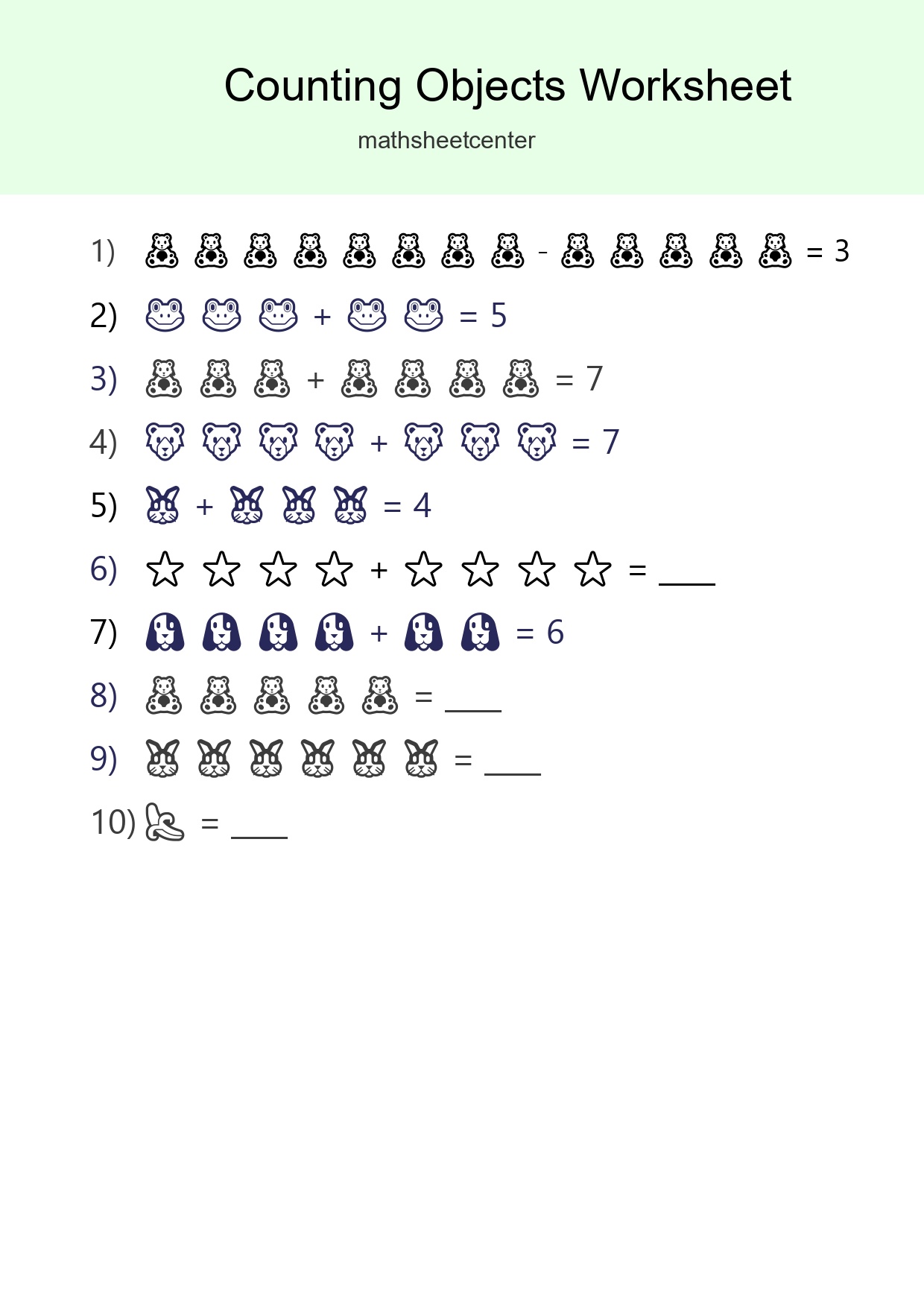 Kindergarten Count The Objects Worksheet - Part 300