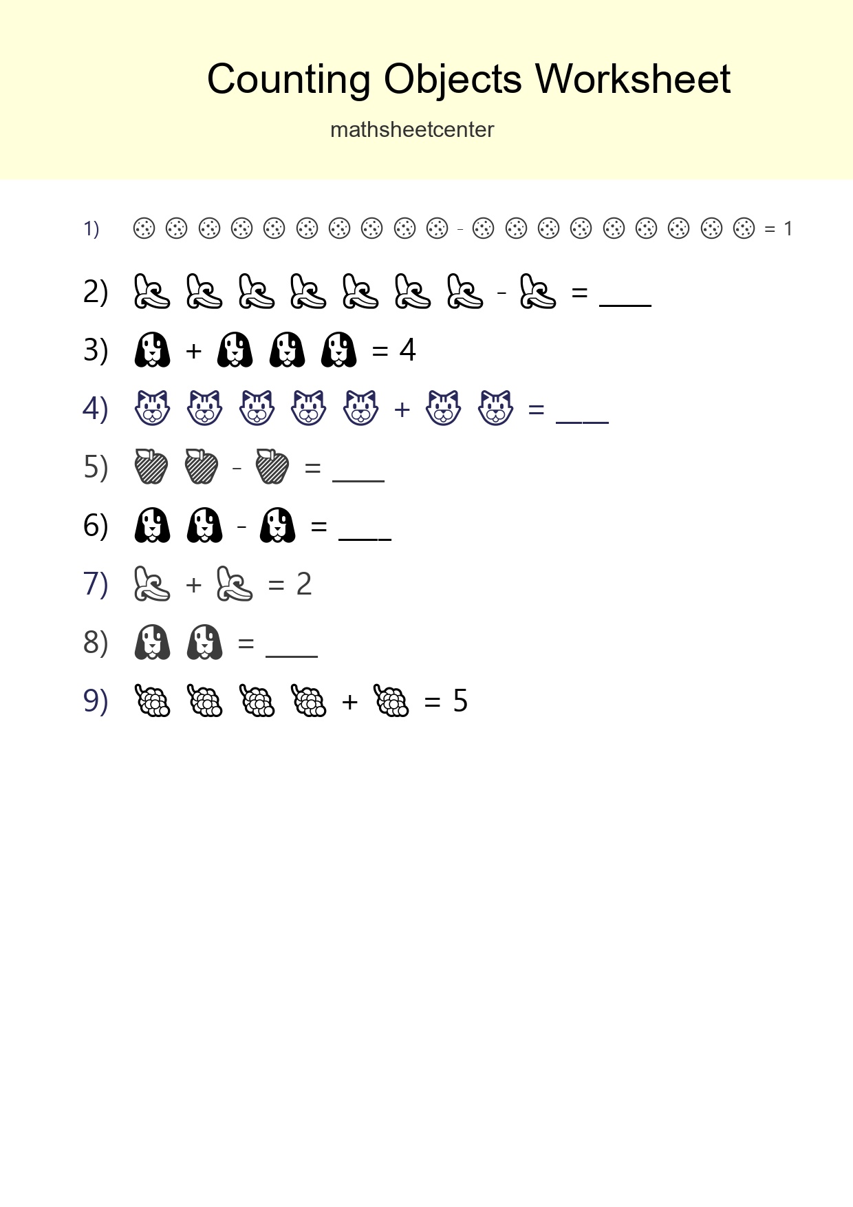 Kindergarten Count The Objects Worksheet - Part 47