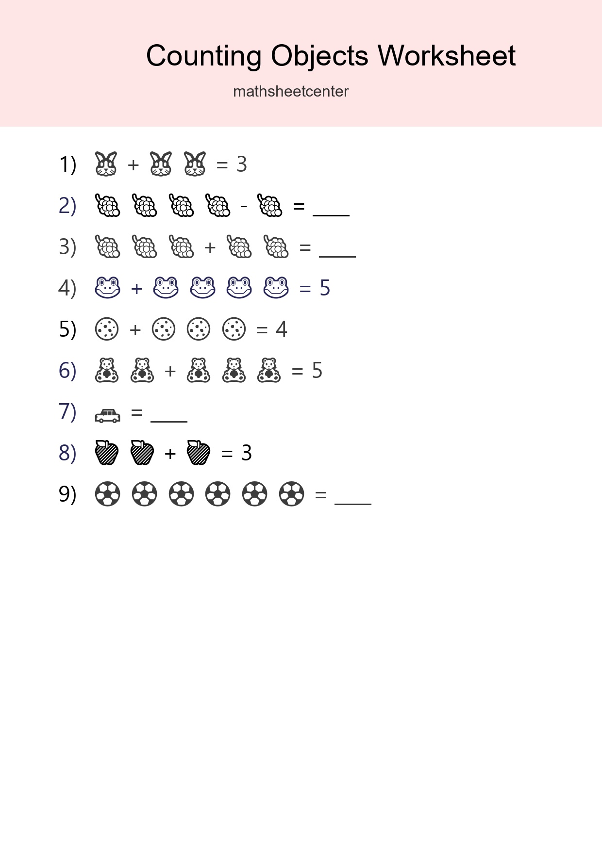 Learn Counting With Pictures Worksheet (Kindergarten) - Part 157