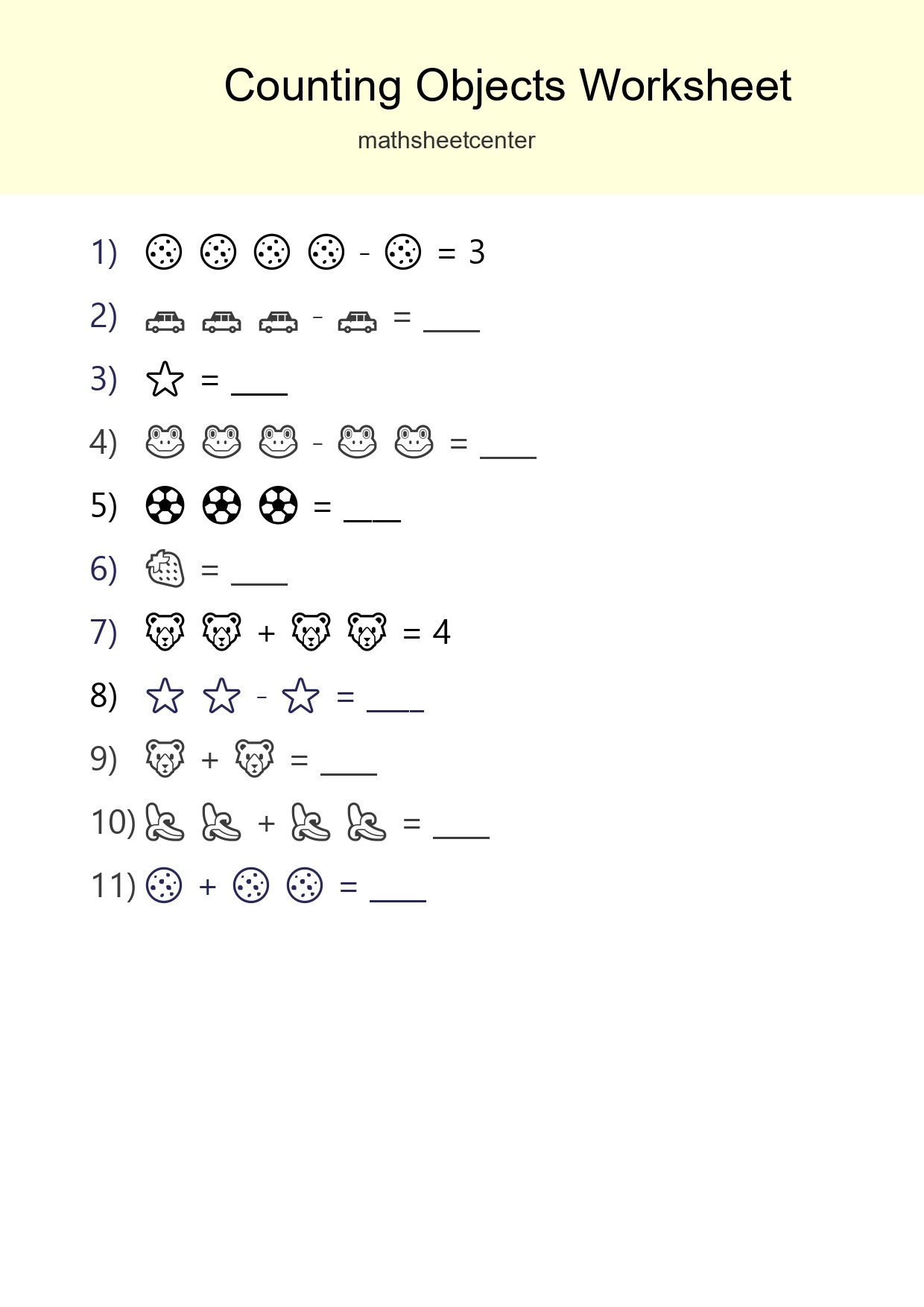 Pre-K Count The Objects Worksheet - Part 14