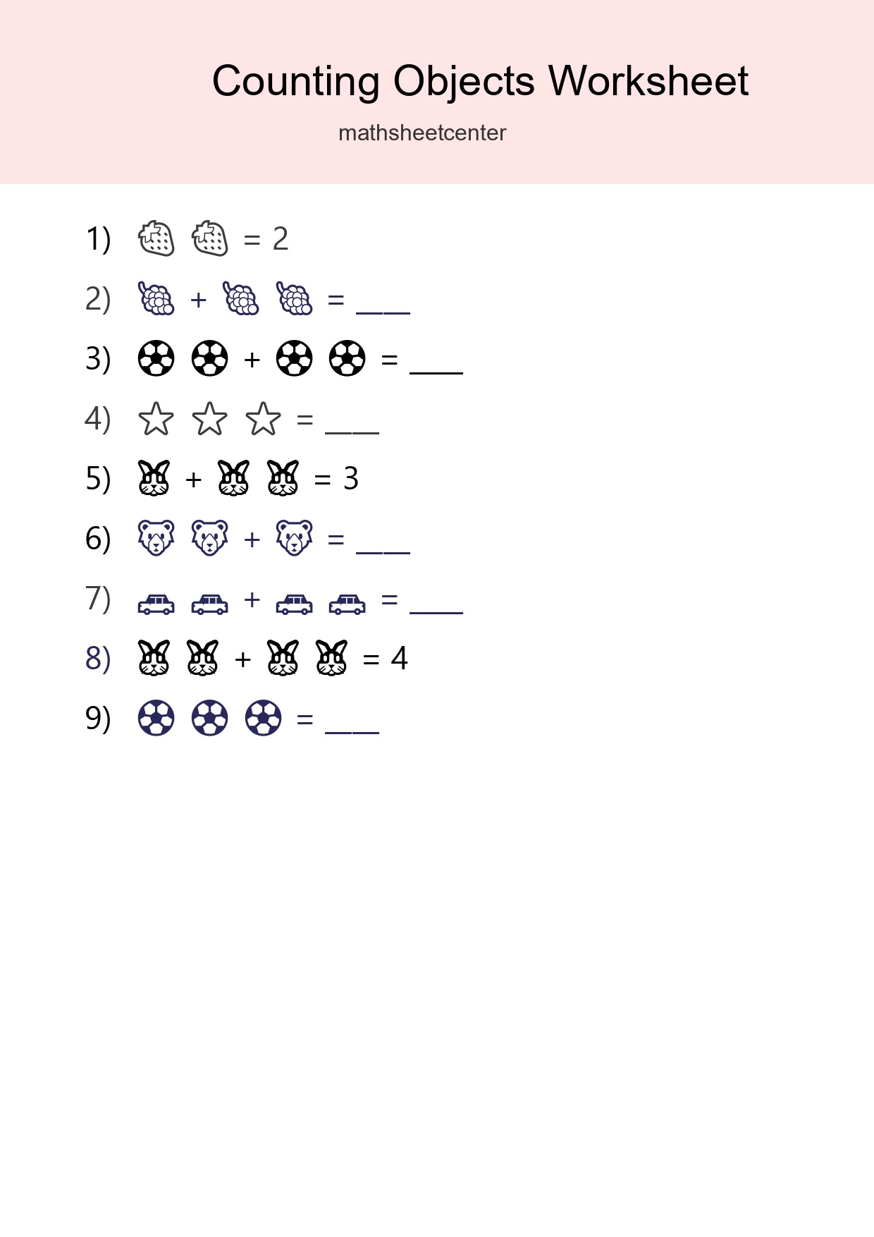 Pre-K Count The Objects Worksheet - Part 25