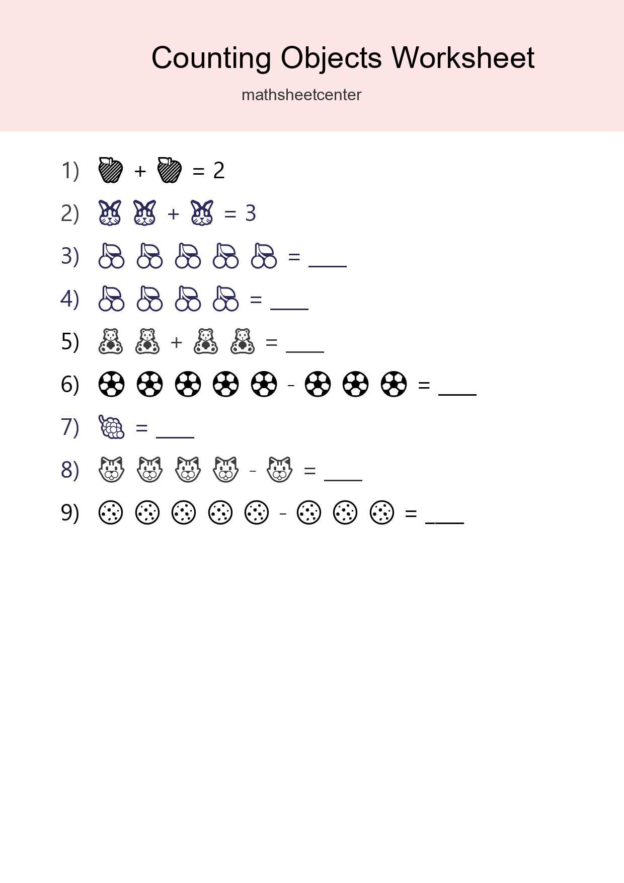 Pre-K Count The Objects Worksheet - Part 80